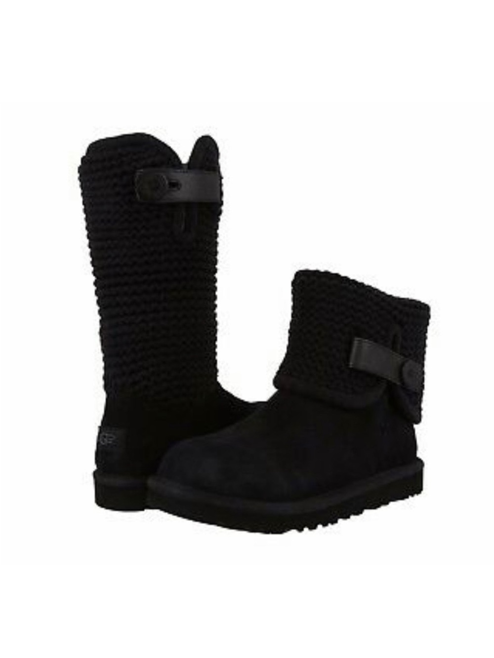 🔥 UGG CUTEST SHAINA Sweater Cuff Foldover Boot  Black Sz10 worn 5times PRICEFIRM